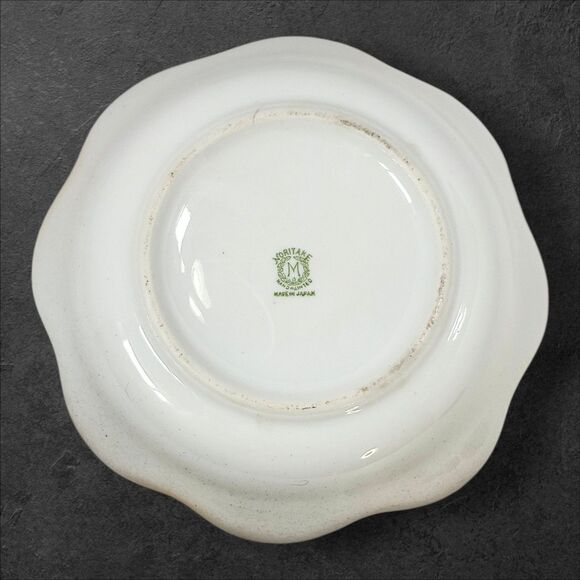 Vintage Noritake Hand Painted Nut Bowl w/ Handles M in Wreath Mark Japan Walnut - Picture 6 of 9